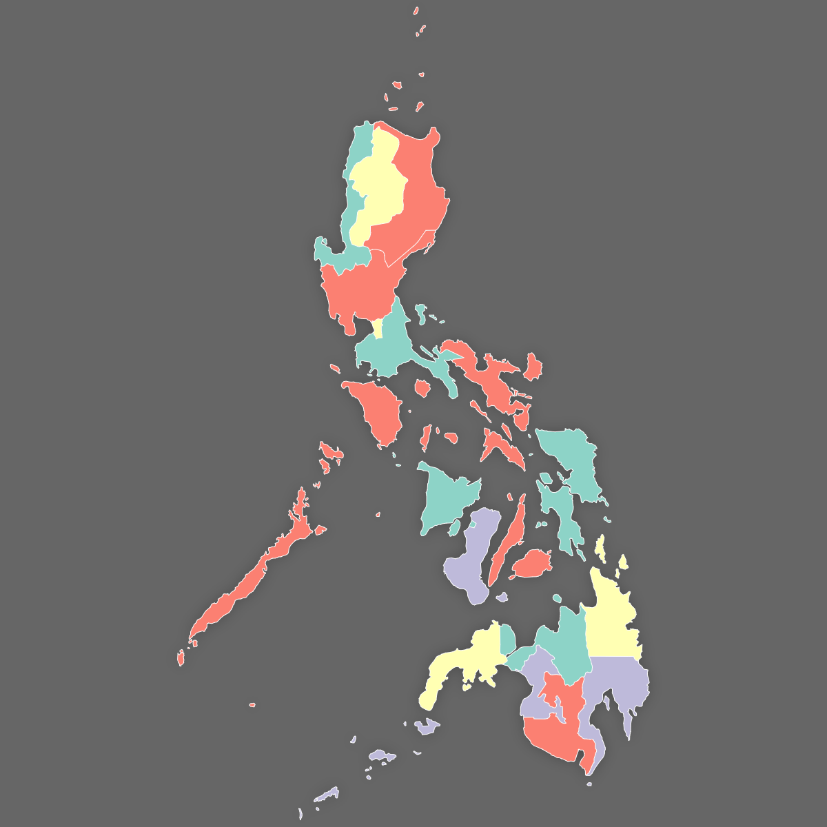 Custom Map of Philippines Regions (Dark Theme)