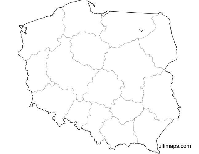 Preview of Blank Map of Poland Provinces (Letter)