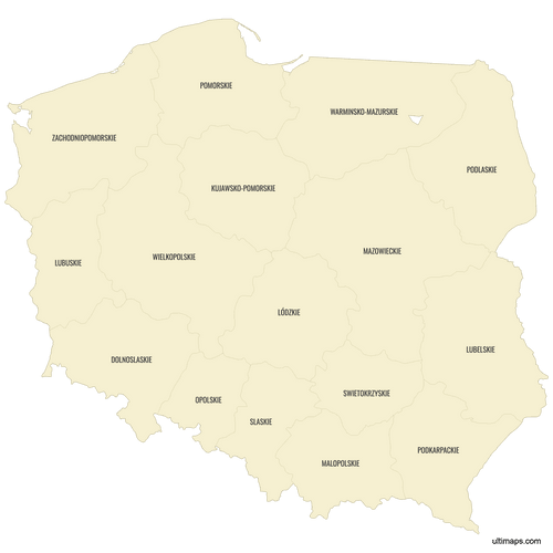 Preview of Labeled Map of Poland Provinces
