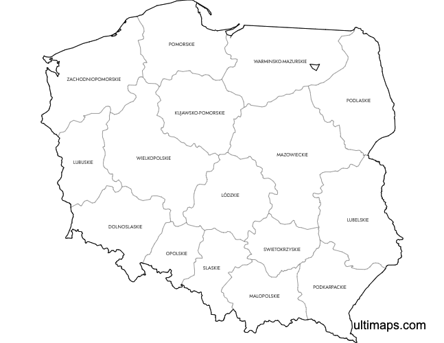 Preview of Labeled Map of Poland Provinces (Letter)