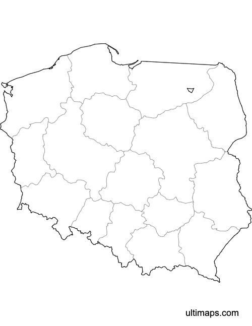 Preview of Outlined Map of Poland Provinces (Letter)