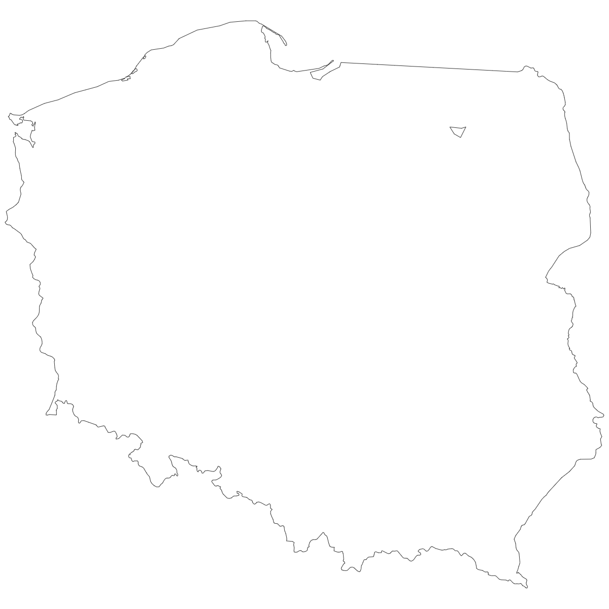 Outline Map of Poland Provinces