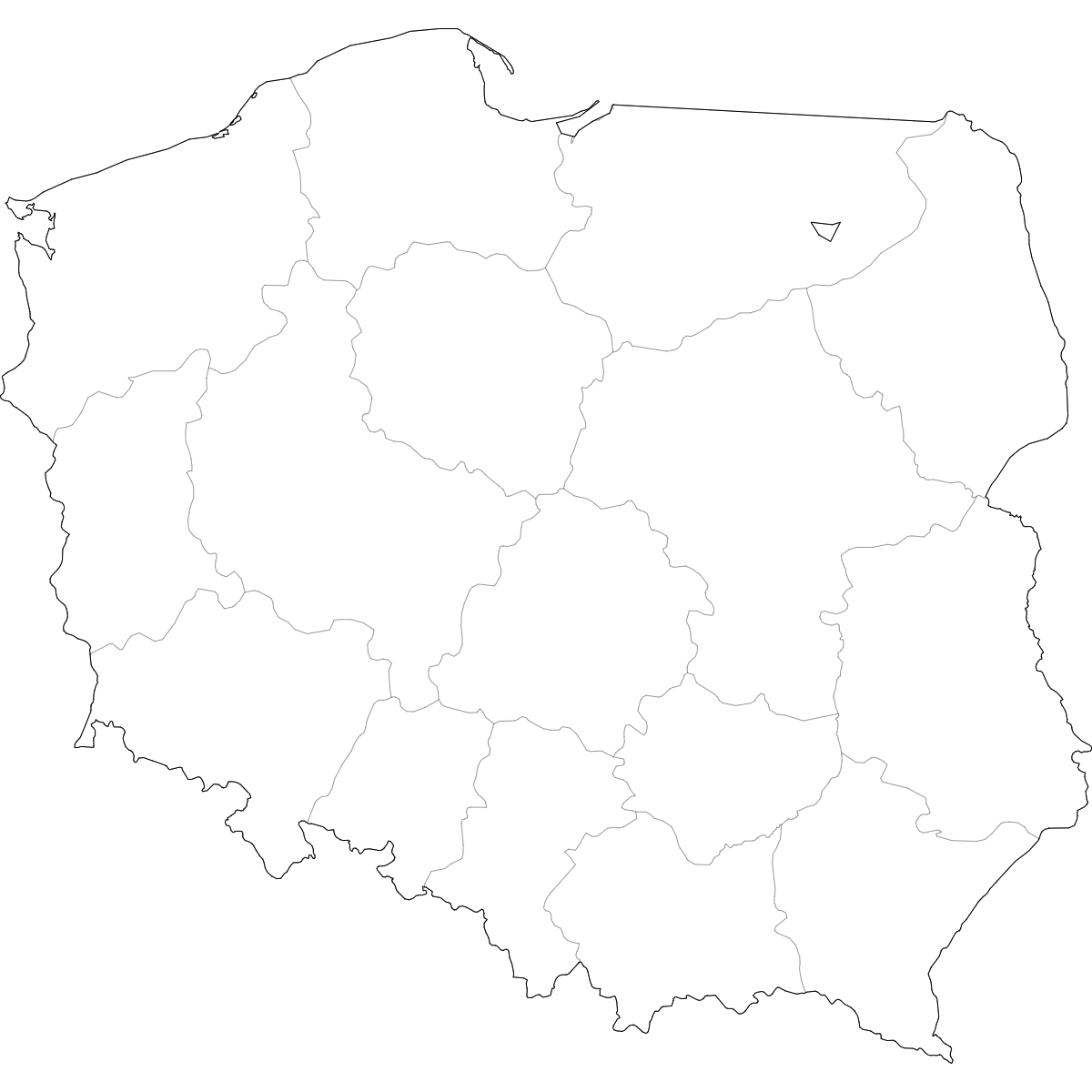 Wireframe Map of Poland Provinces