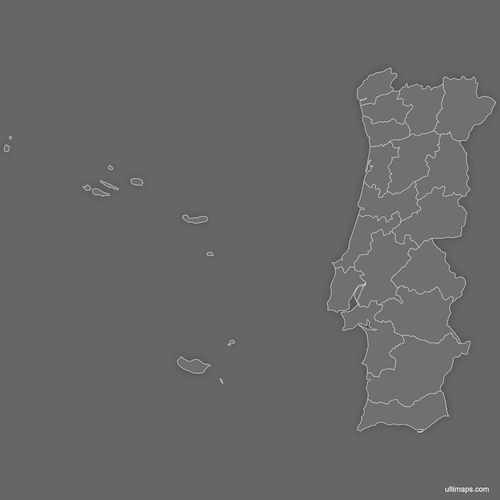 Preview of Blank Map of Portugal Districts (Dark)