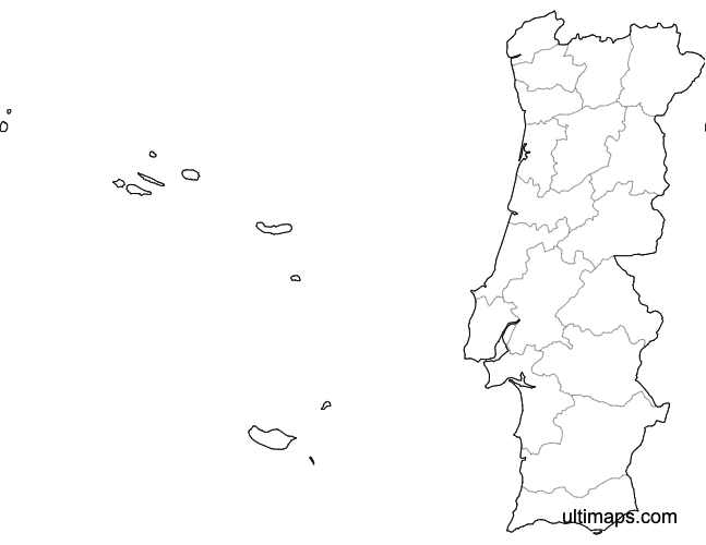 Preview of Blank Map of Portugal Districts (Letter)