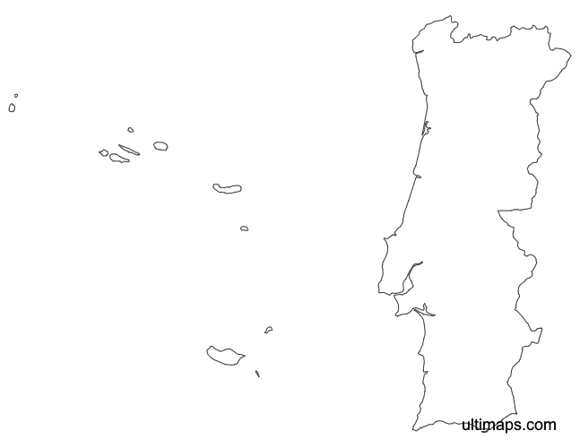 Preview of Outline Map of Portugal Districts (A4)