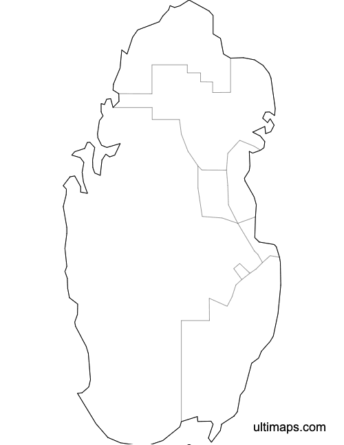 Preview of Blank Map of Qatar Municipalities (A4)