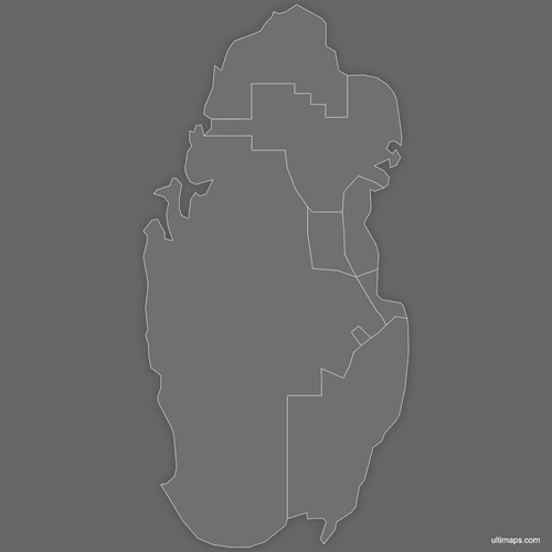 Preview of Blank Map of Qatar Municipalities (Dark)