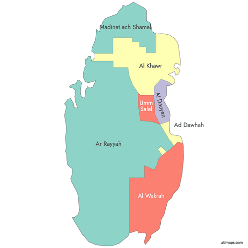 Preview of Labeled Map of Qatar Municipalities