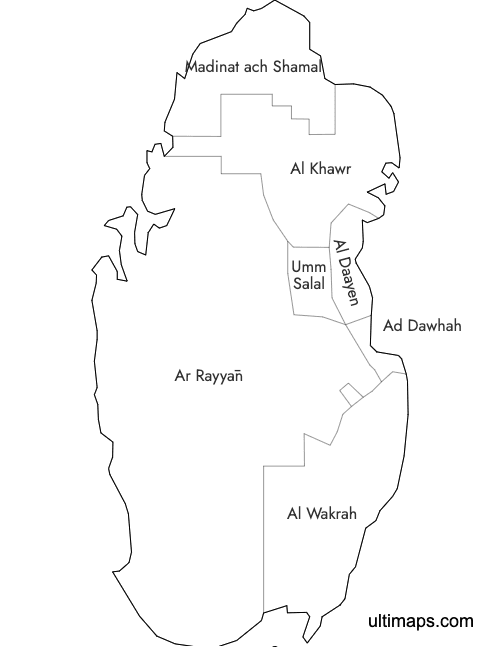 Preview of Labeled Map of Qatar Municipalities (A4)