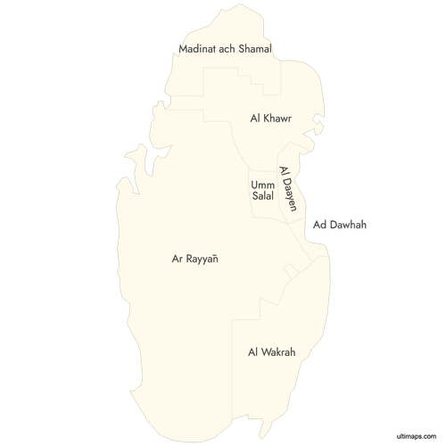 Preview of Labeled Map of Qatar Municipalities