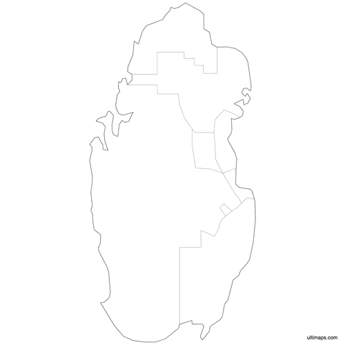 Preview of Outlined Map of Qatar Municipalities