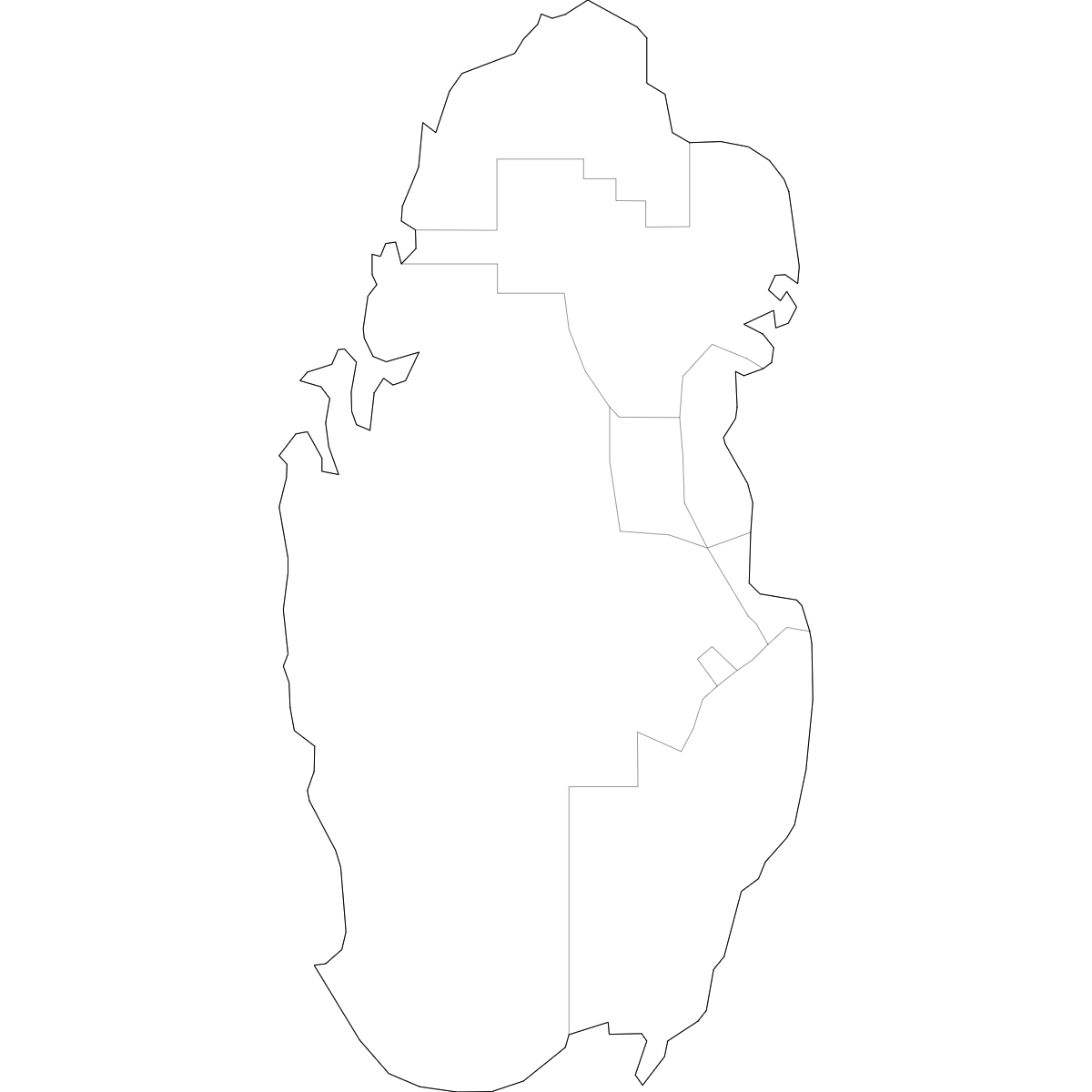 Wireframe Map of Qatar Municipalities
