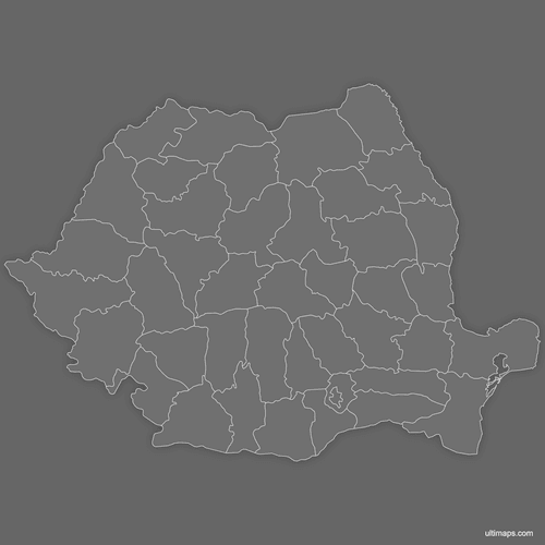 Preview of Blank Map of Romania Counties (Dark)