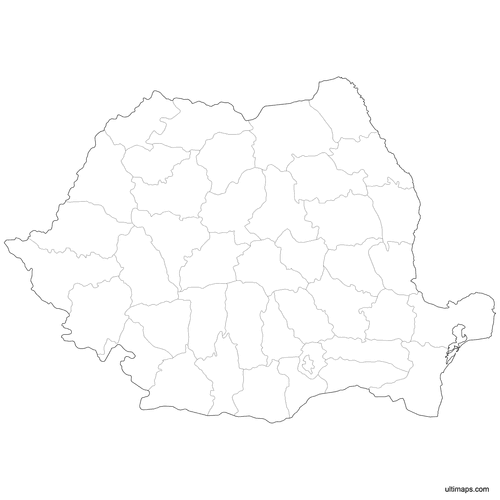 Preview of Outlined Map of Romania Counties