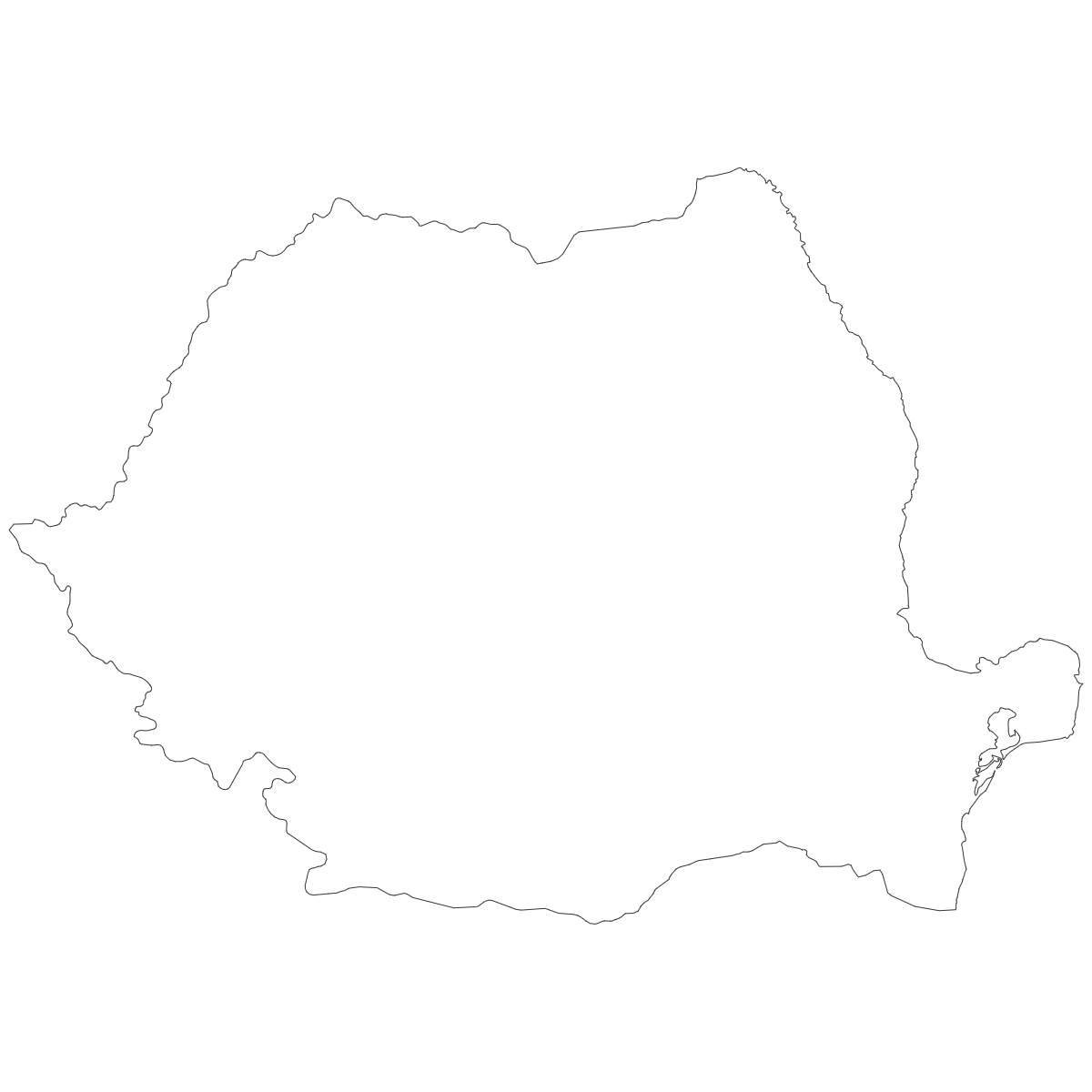 Outline Map of Romania Counties