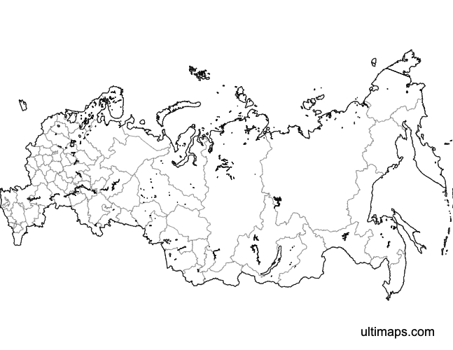 Preview of Blank Russia Map with Federal Subjects (A4)