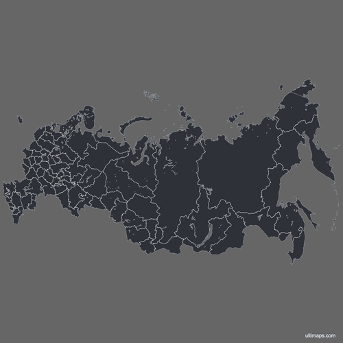 Preview of Blank Russia Map with Federal Subjects (Dark)