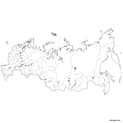 Preview of Outlined Russia Map with Federal Subjects