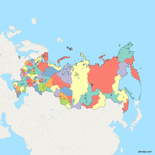Preview of Political Map of Russia with Federal Subjects