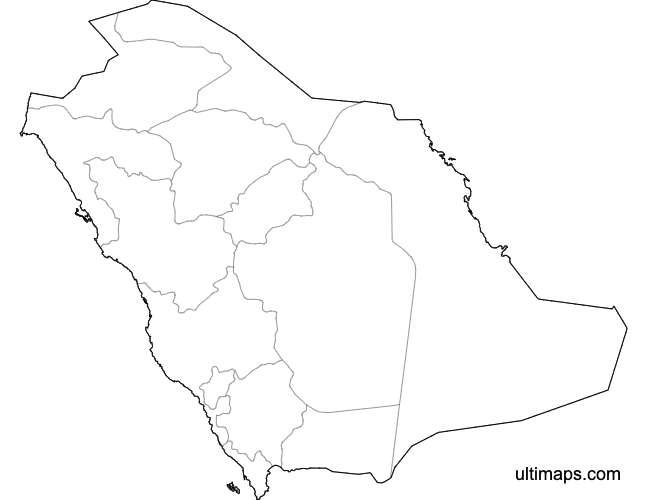 Preview of Blank Map of Saudi Arabia Provinces (A4)