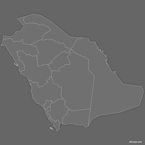 Preview of Blank Map of Saudi Arabia Provinces (Dark)