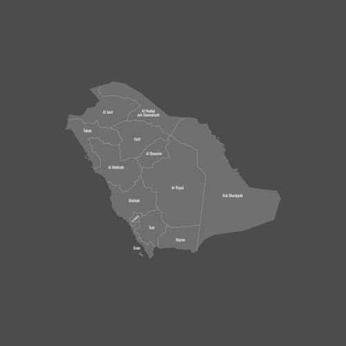 Preview of Labeled Map of Saudi Arabia Provinces (Dark)