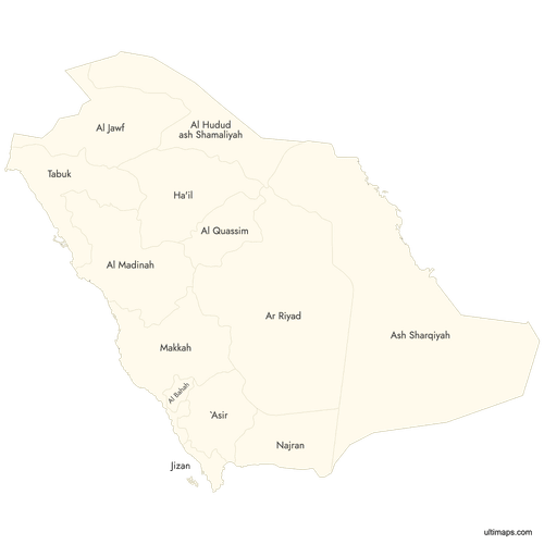 Preview of Labeled Map of Saudi Arabia Provinces