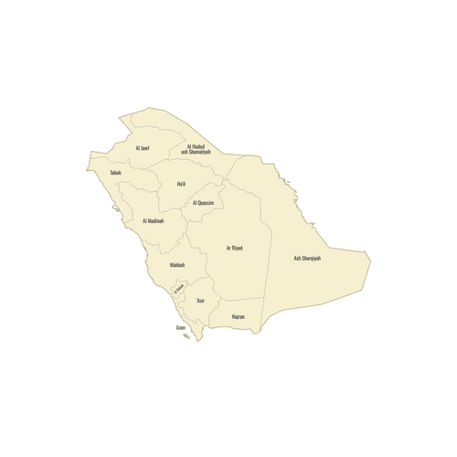 Preview of Labeled Map of Saudi Arabia Provinces