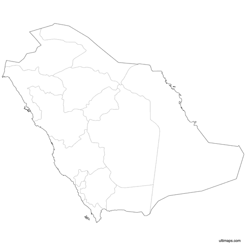 Preview of Outlined Map of Saudi Arabia Provinces