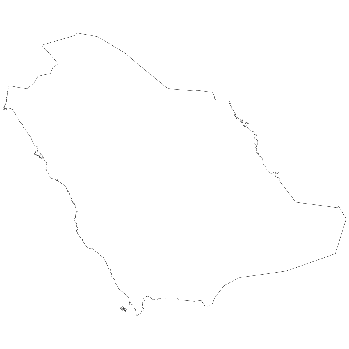 Outline Map of Saudi Arabia Provinces