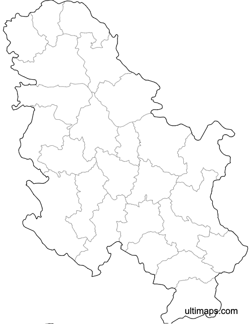 Preview of Blank Serbia Map with Districts (A4)
