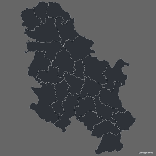 Preview of Blank Serbia Map with Districts (Dark)