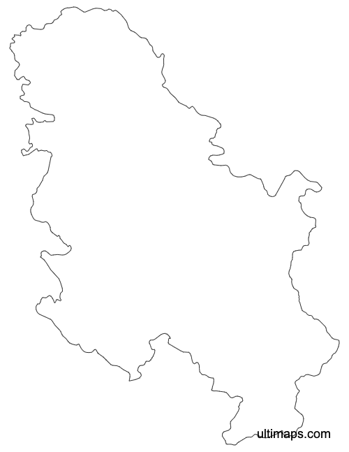 Preview of Outline Serbia Map with Districts (A4)