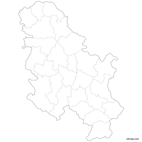 Preview of Outlined Serbia Map with Districts