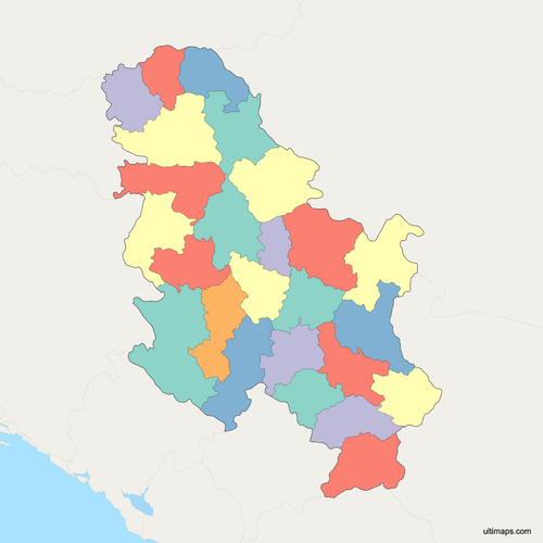 Preview of Political Map of Serbia with Districts