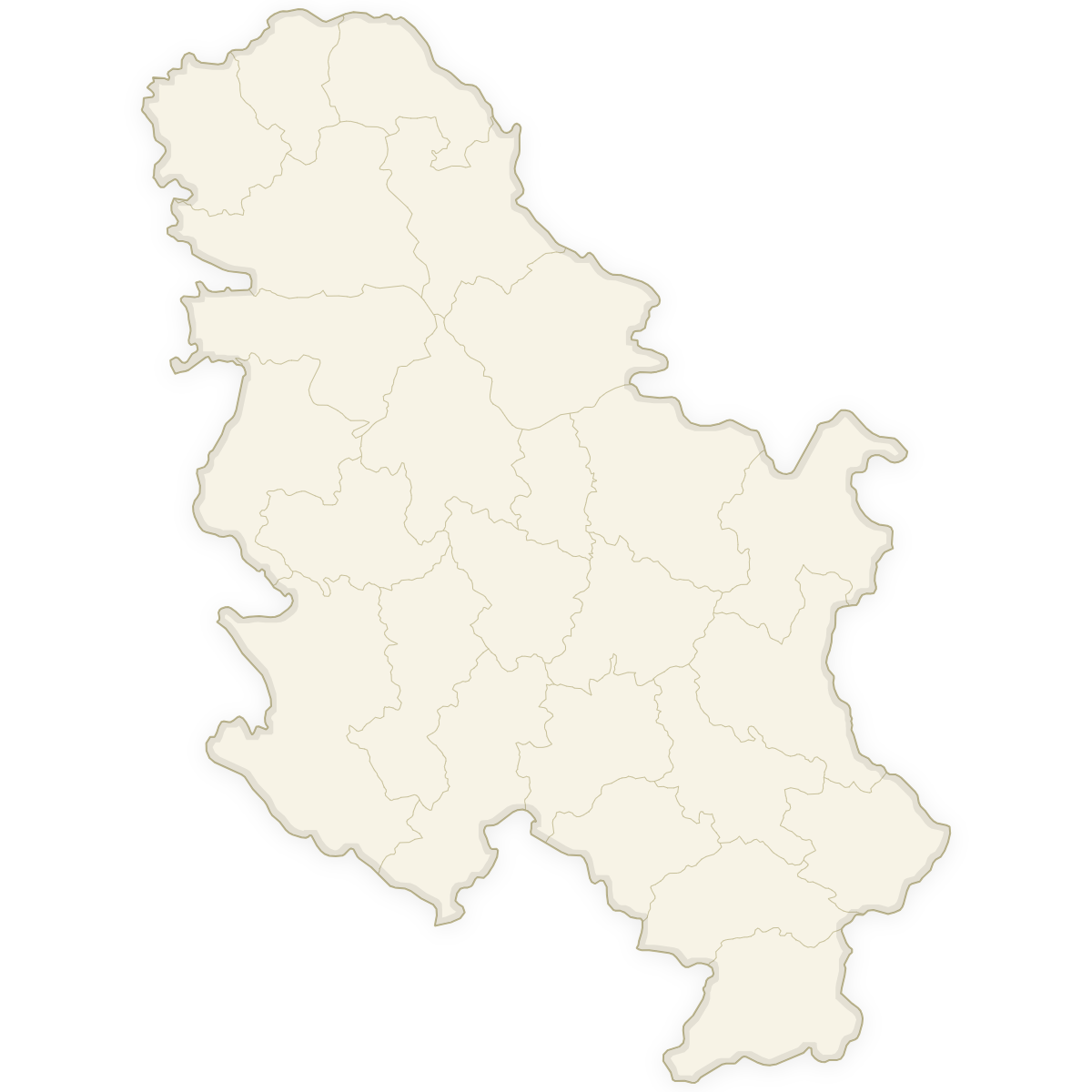Blank map of Serbia with Districts