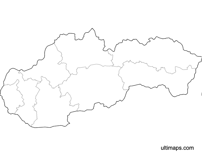 Preview of Blank Map of Slovak Regions (A4)