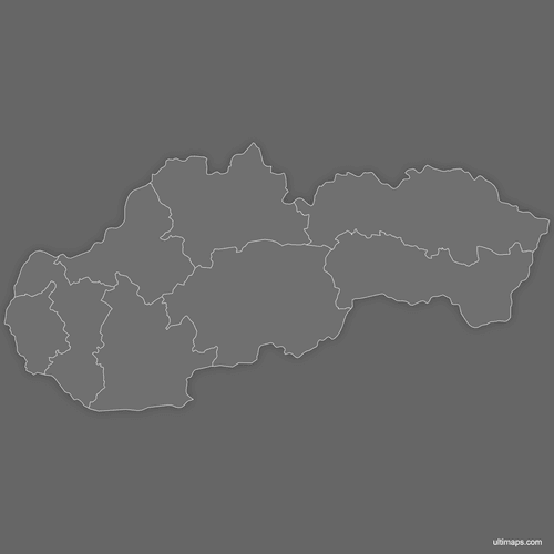Preview of Blank Map of Slovak Regions (Dark)