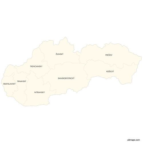 Preview of Labeled Map of Slovak Regions