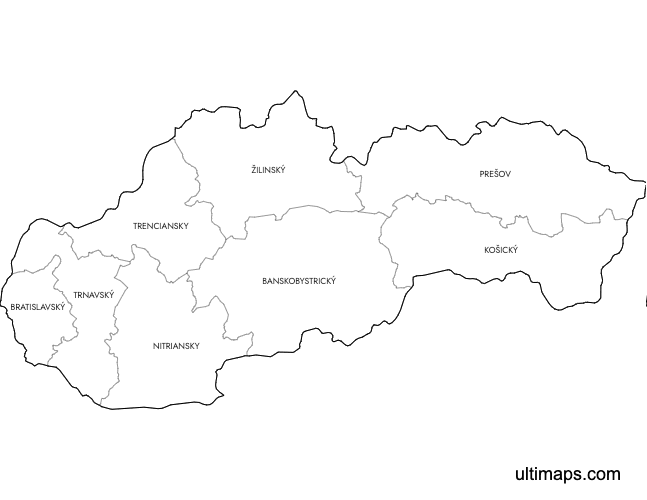 Preview of Labeled Map of Slovak Regions (Letter)