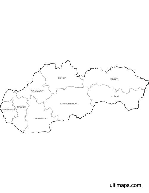 Preview of Labeled Map of Slovak Regions (Letter)