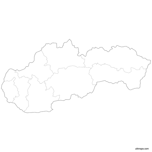 Preview of Outlined Map of Slovak Regions