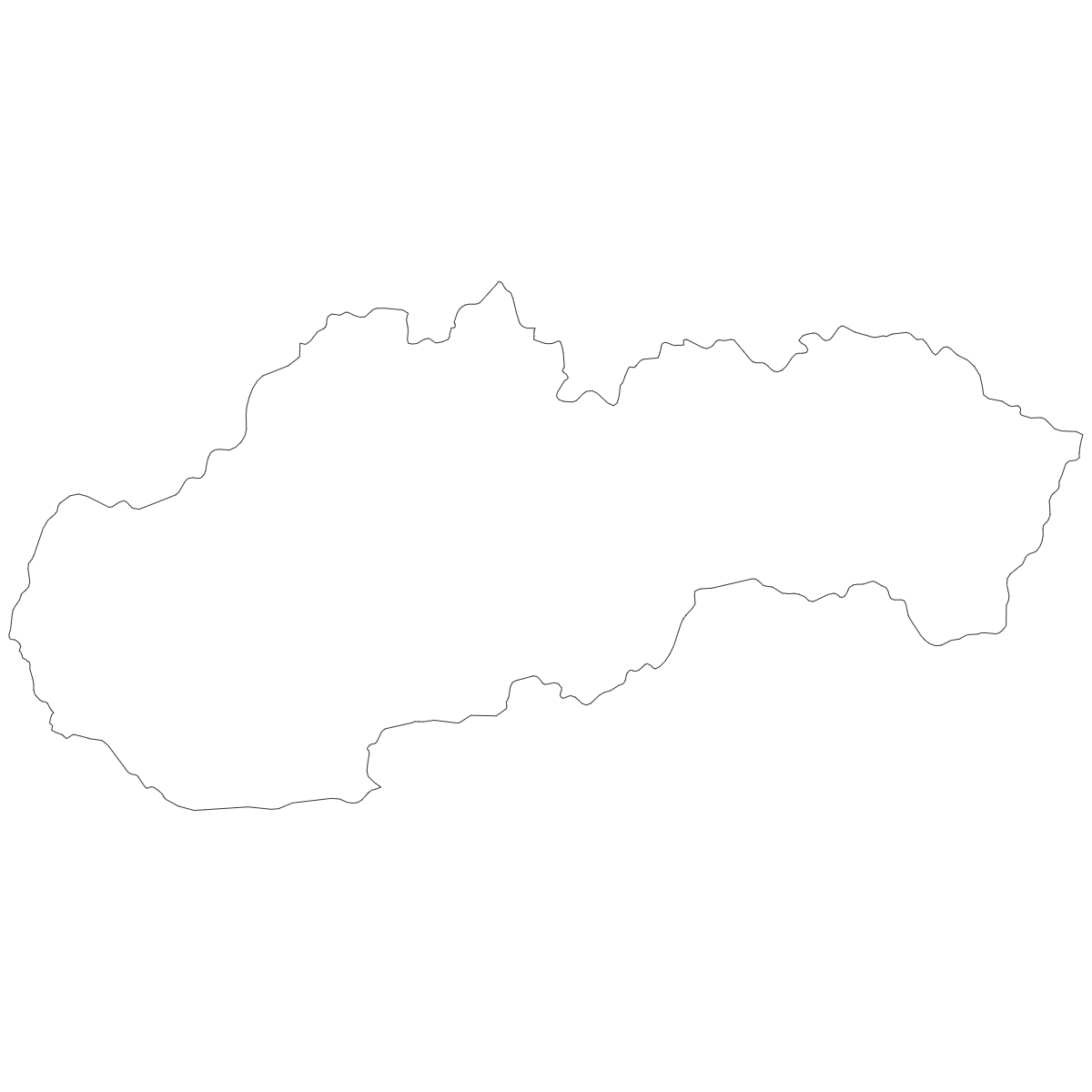 Outline Map of Slovak Regions