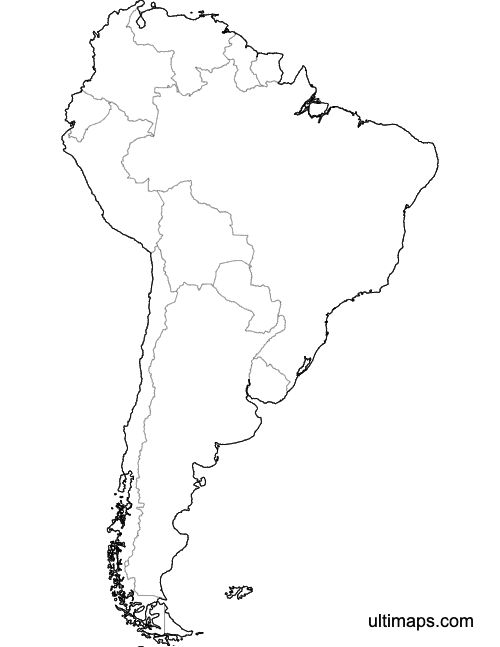 Preview of Blank Map of South America (Letter)