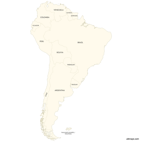 Preview of Labeled Map of South America