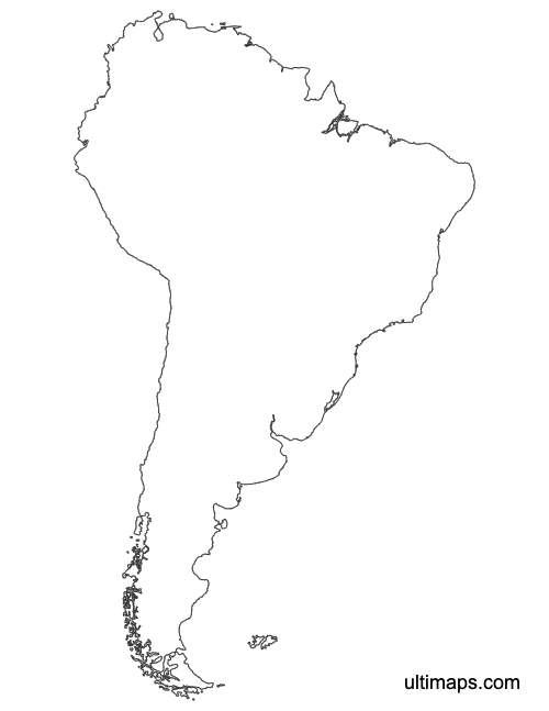 Preview of Outline Map of South America (A4)