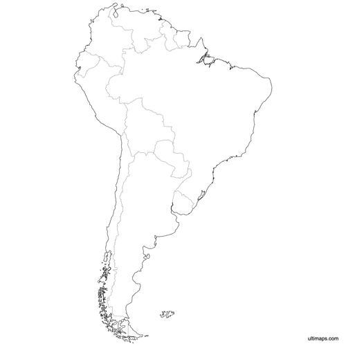 Preview of Outlined Map of South America