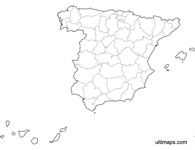 Preview of Blank Map of Spain Provinces (A4)