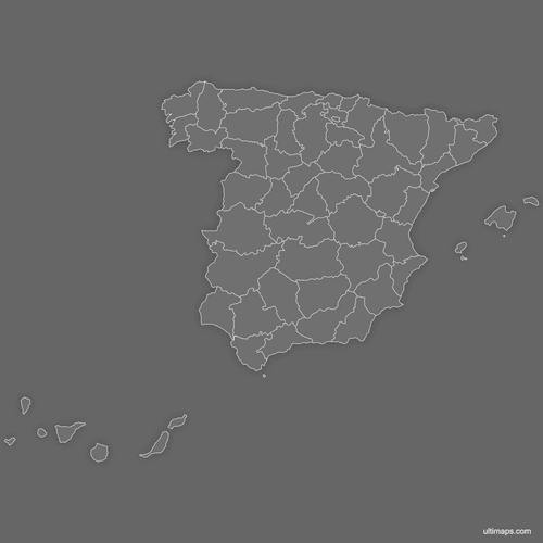Preview of Blank Map of Spain Provinces (Dark)
